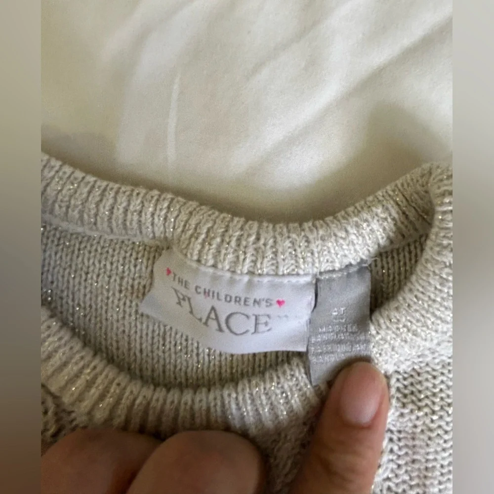 The Children's Place Cream Sweater with Ruffle Accents size 4